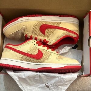 Nike  dunks size 11 Red and Tan Sneakers gently worn creased.